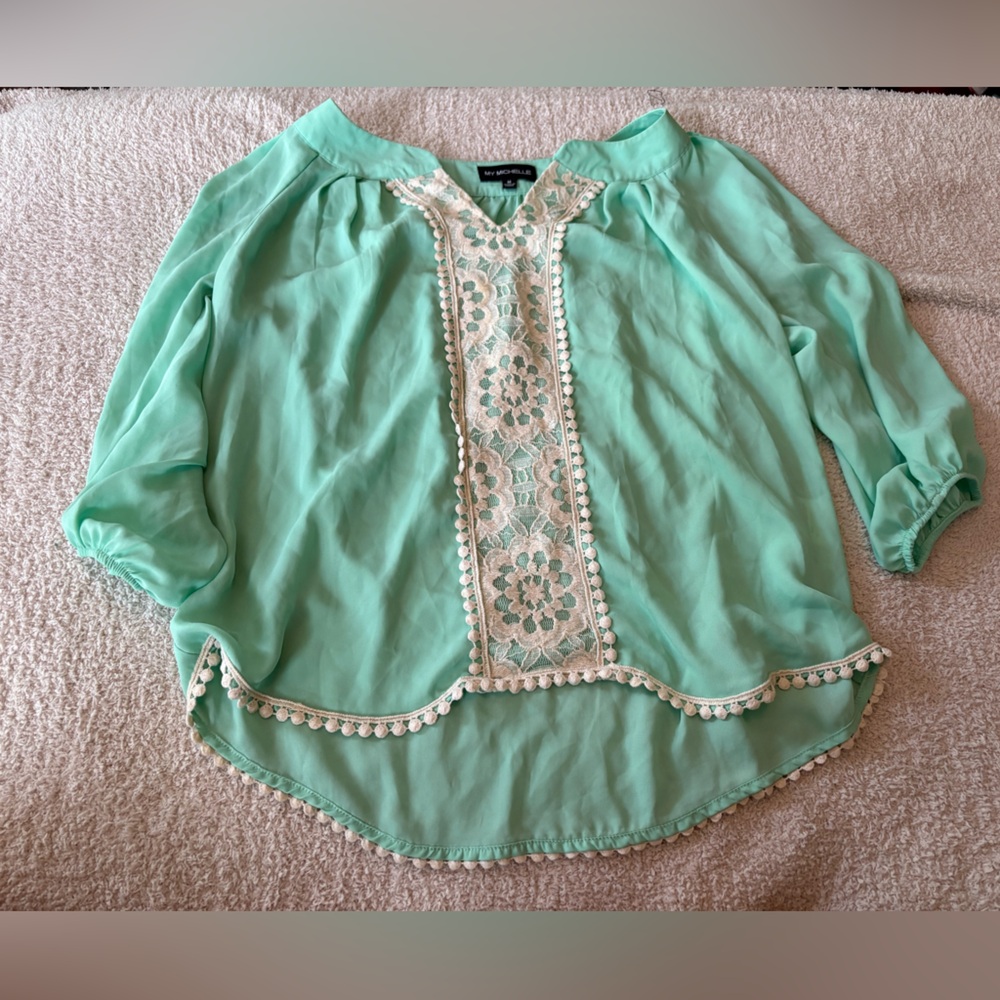 My Michelle Light Green Blue Top